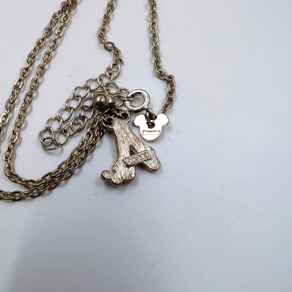 Disney Signed Letter A Initial Vintage Necklace with Genuine Crystal Accents - Picture 4 of 5